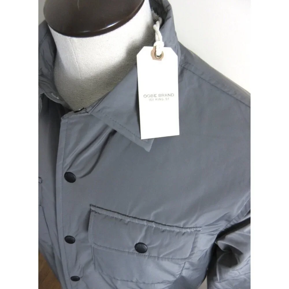OOBE Brand Men's Snap Front Deck Shirt Jacket Ash Grey Black NWT